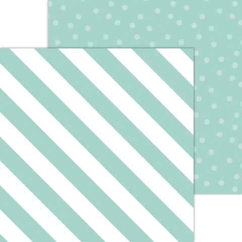Doodlebug Petite Prints: 8081 Candy Stripe-Sprinkles Pistachio (Single Sheet)