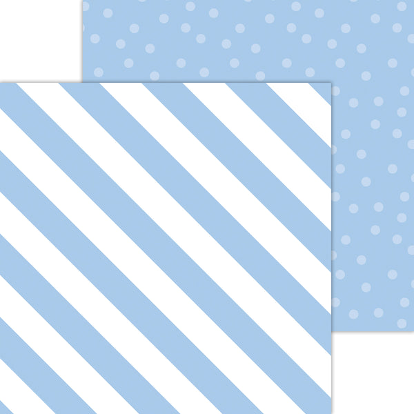Doodlebug Petite Prints: 8083 Candy Stripe-Sprinkles Bubble Blue (Single Sheet)