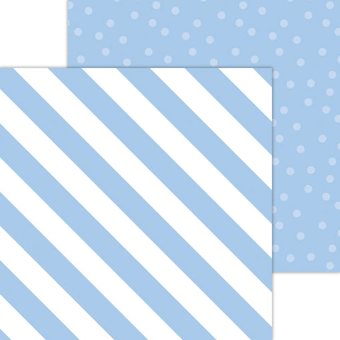 Doodlebug Petite Prints: 8083 Candy Stripe-Sprinkles Bubble Blue (Single Sheet)