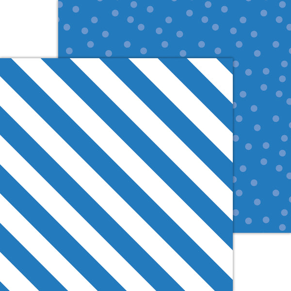 Doodlebug Petite Prints: 8084 Candy Stripe-Sprinkles Blue Jean (25-Sheet Pack)