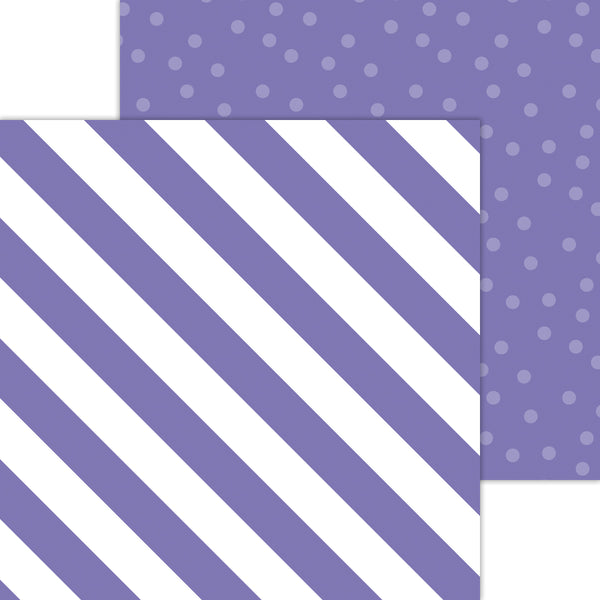 Doodlebug Petite Prints: 8086 Candy Stripe-Sprinkles Lilac (25-Sheet Pack)