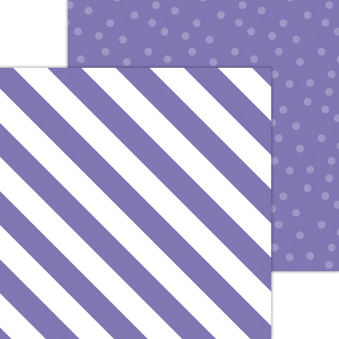 Doodlebug Petite Prints: 8086 Candy Stripe-Sprinkles Lilac (Single Sheet)