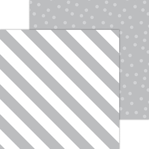 Doodlebug Petite Prints: 8090 Candy Stripe-Sprinkles Stone Gray (25-Sheet Pack)