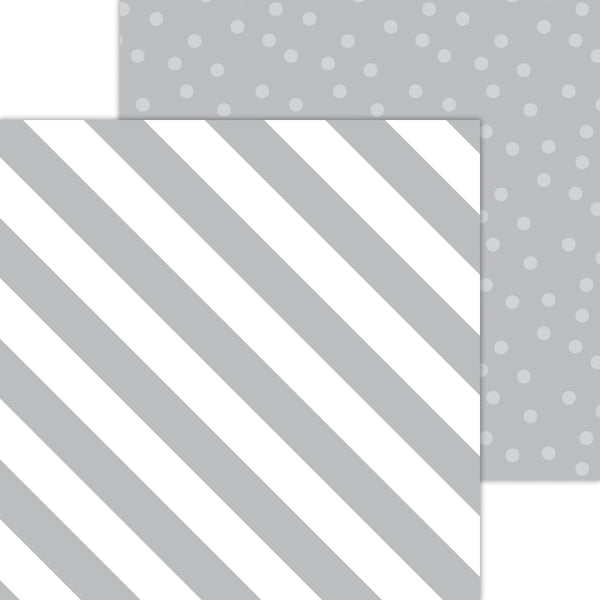 Doodlebug Petite Prints: 8090 Candy Stripe-Sprinkles Stone Gray (Single Sheet)