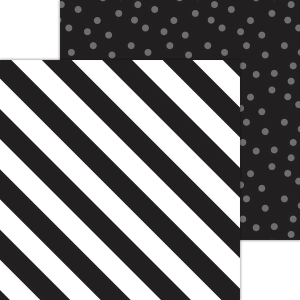 Doodlebug Petite Prints: 8091 Candy Stripe-Sprinkles Beetle Black (25-Sheet Pack)