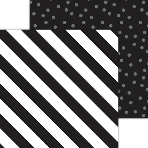 Doodlebug Petite Prints: 8091 Candy Stripe-Sprinkles Beetle Black (Single Sheet)