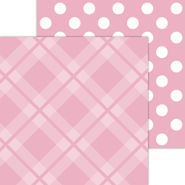 Doodlebug Petite Prints: 8092 Plaid-Polka Dot Cupcake (Single Sheet)