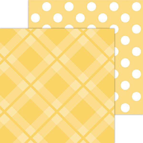 Doodlebug Petite Prints: 8100 Plaid-Polka Dot Bumblebee (25-Sheet Pack)