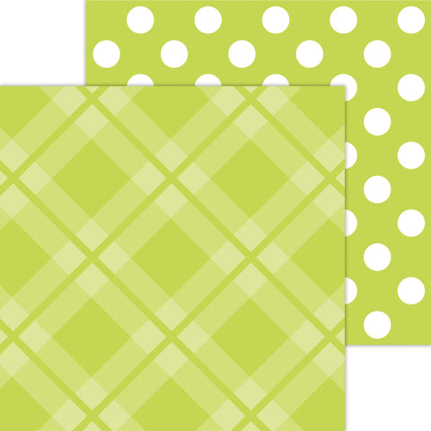 Doodlebug Petite Prints: 8102 Plaid-Polka Dot Citrus (Single Sheet)