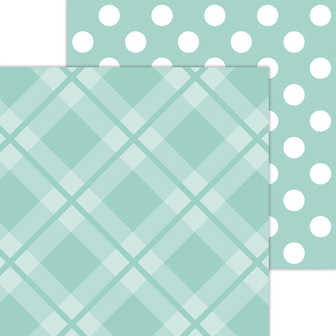 Doodlebug Petite Prints: 8105 Plaid-Polka Dot Pistachio (25-Sheet Pack)
