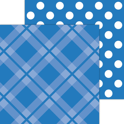 Doodlebug Petite Prints: 8108 Plaid-Polka Dot Blue Jean (Single Sheet)