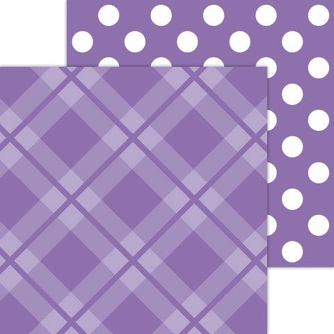 Doodlebug Petite Prints: 8109 Plaid-Polka Dot Orchid (25-Sheet Pack)