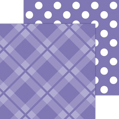 Doodlebug Petite Prints: 8110 Plaid-Polka Dot Lilac (25-Sheet Pack)