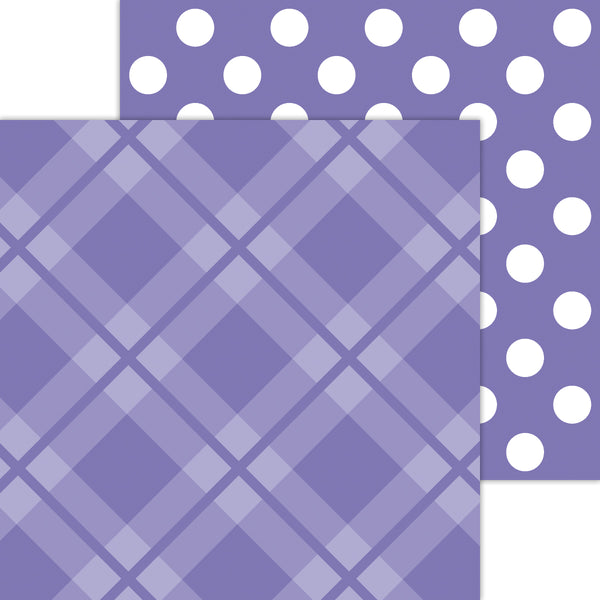 Doodlebug Petite Prints: 8110 Plaid-Polka Dot Lilac (Single Sheet)