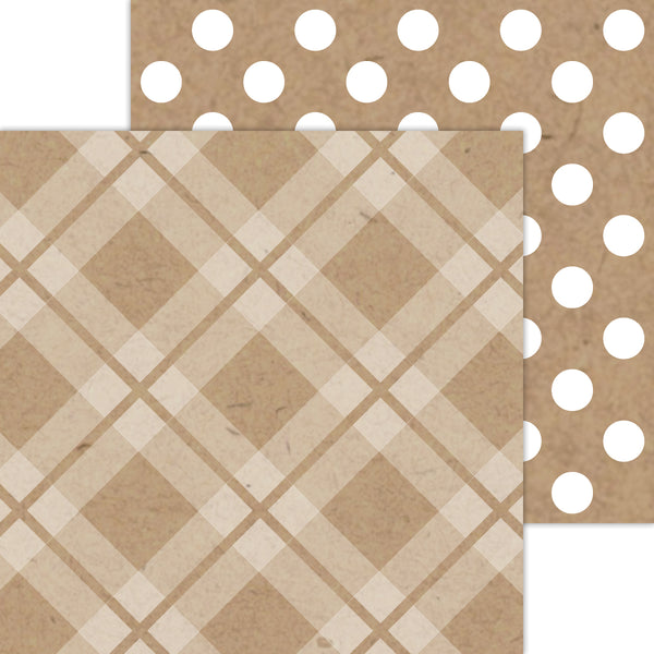 Doodlebug Petite Prints: 8111 Plaid-Polka Dot Kraft (25-Sheet Pack)