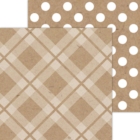 Doodlebug Petite Prints: 8111 Plaid-Polka Dot Kraft (25-Sheet Pack)