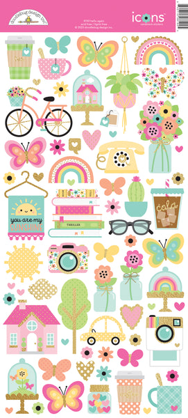 Doodlebug Icon Stickers: 8192 Hello Again