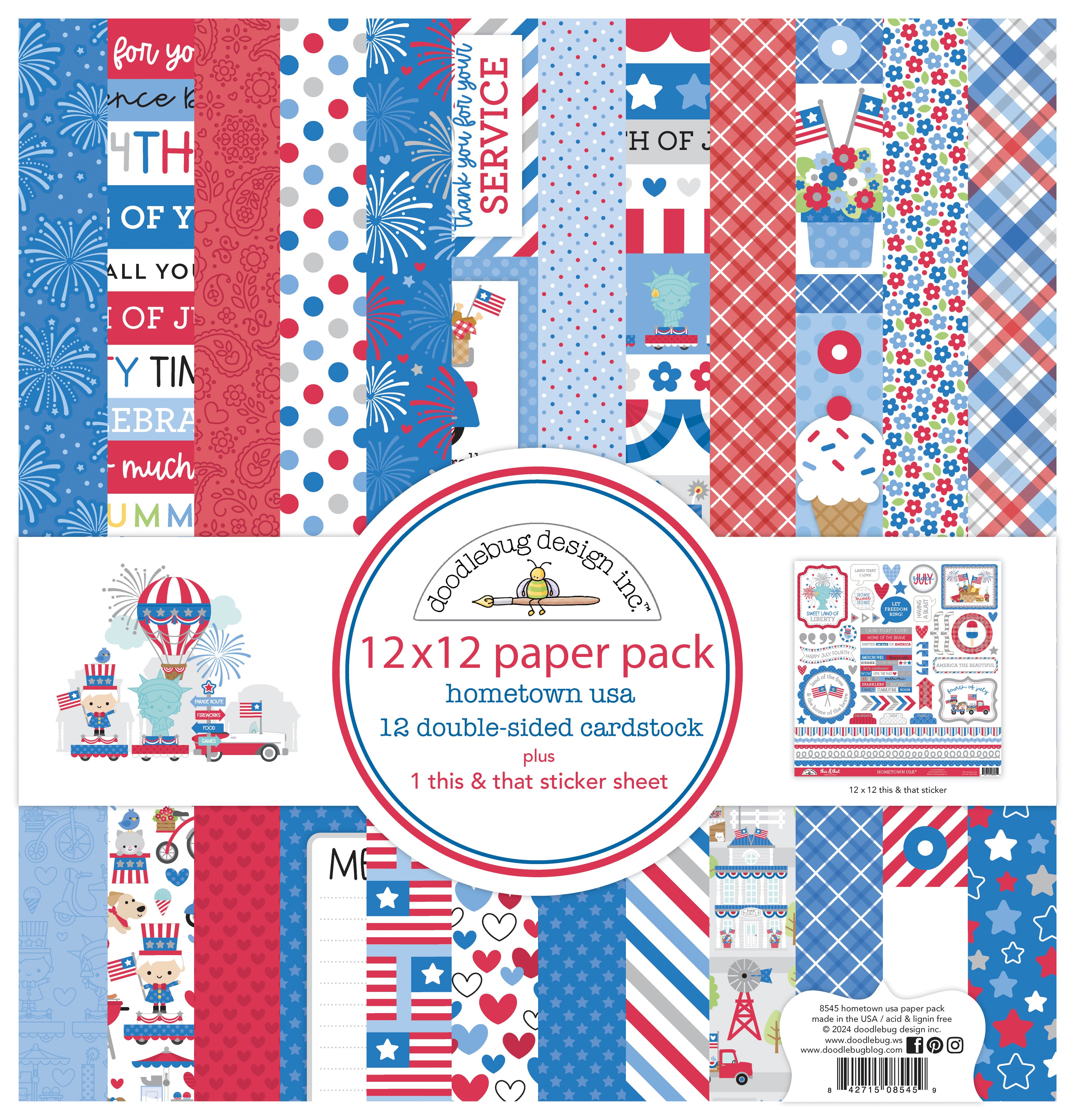Doodlebug Patterns Doodlebug Pattern Paper Collection: 8545 Hometown USA – The-Whole-Kit-N ...