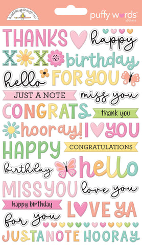 Doodlebug Puffy Words: 8788 Butterfly Kisses