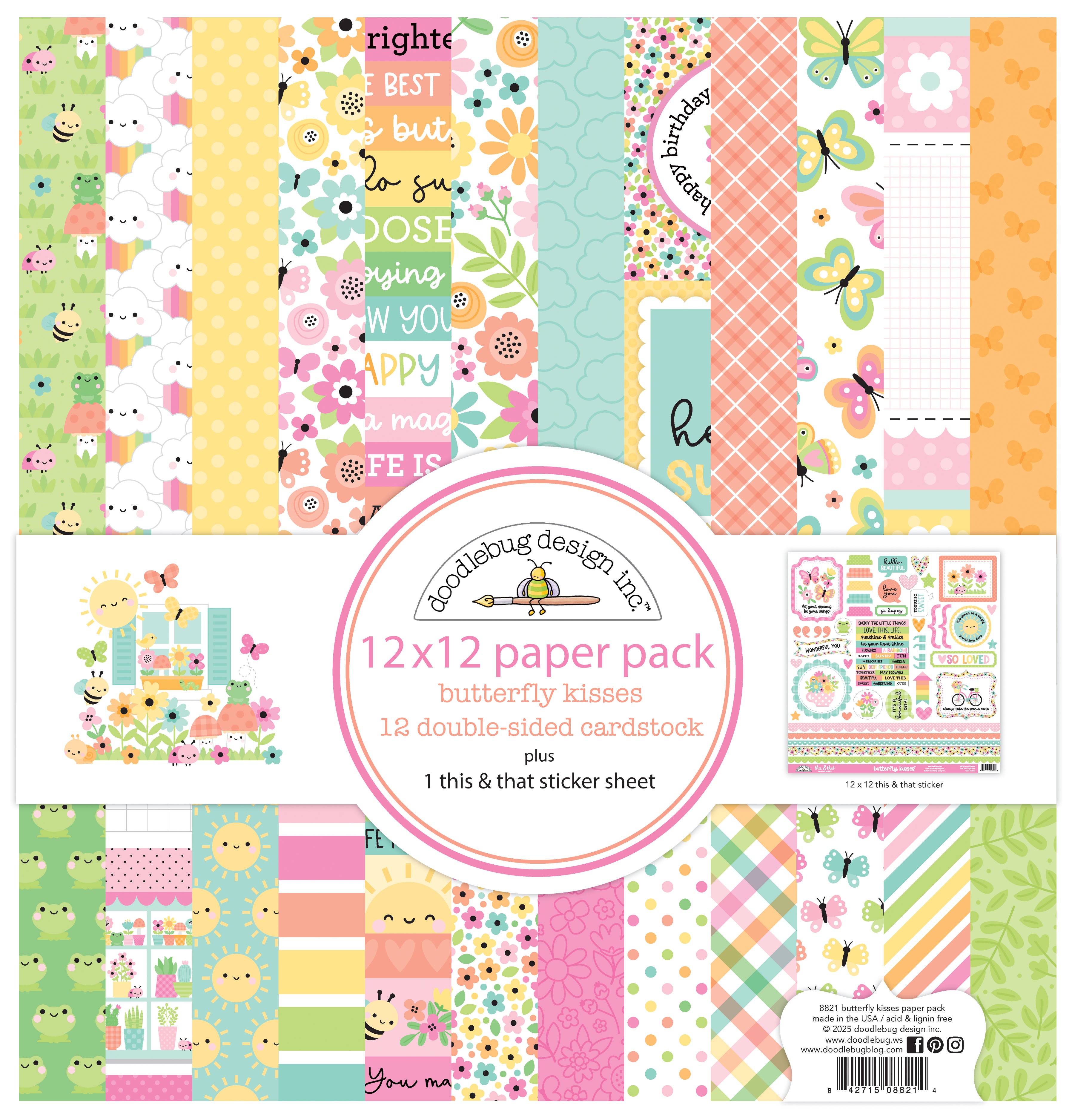 Doodlebug Patterns Doodlebug Pattern Paper Collection: 8821 Butterfly Kisses – The-Whole ...