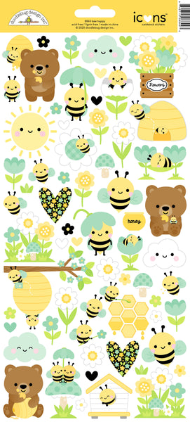 Doodlebug Icon Stickers: 8844 Bee Happy