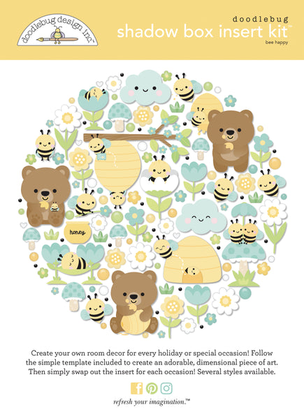 Doodlebug Shadow Box Collection Kit: 8857 Bee Happy