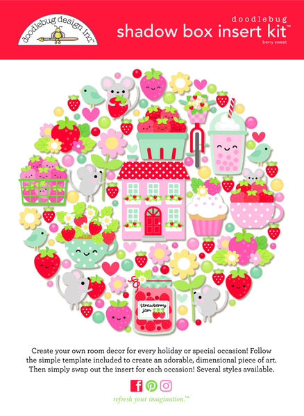 Doodlebug Shadow Box Collection Kit: 8889 Berry Sweet