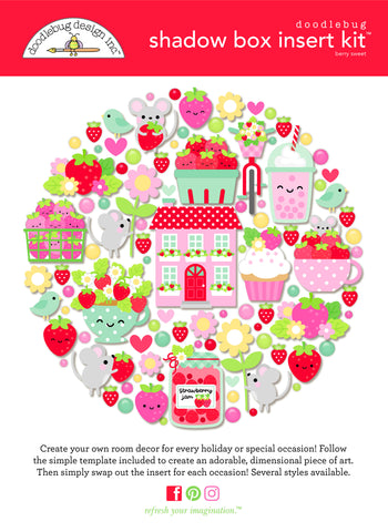 Doodlebug Shadow Box Collection Kit: 8889 Berry Sweet