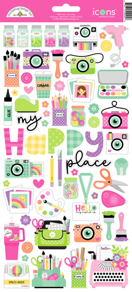 Doodlebug Icon Stickers: 9095 Color Me Crafty