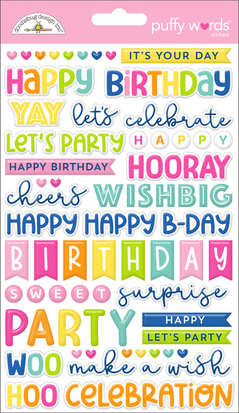 *NEW-PRE ORDER* Doodlebug Puffy Words: 9140 Cupcakes & Candles
