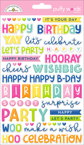 *NEW-PRE ORDER* Doodlebug Puffy Words: 9140 Cupcakes & Candles