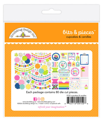*NEW-PRE ORDER* Doodlebug Ephemera Bits & Pieces: 9152 Cupcakes & Candles