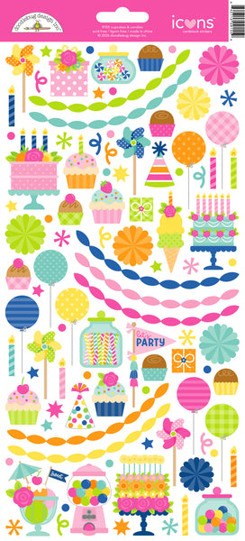 *NEW-PRE ORDER* Doodlebug Icon Stickers: 9155 Cupcakes & Candles