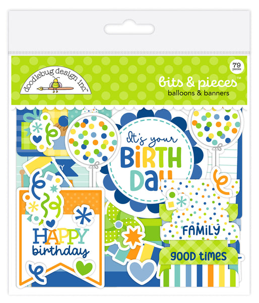 *NEW-PRE ORDER* Doodlebug Ephemera Bits & Pieces: 9204 Balloons & Banners