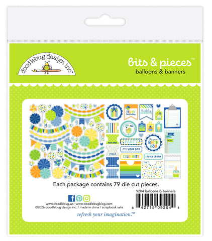 *NEW-PRE ORDER* Doodlebug Ephemera Bits & Pieces: 9204 Balloons & Banners