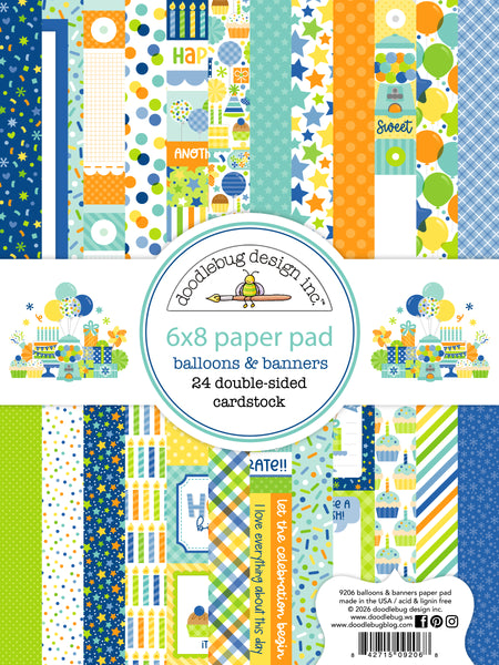 *NEW-PRE ORDER* Doodlebug 6x8 Pattern Paper Collection: 9206 Balloons & Banners