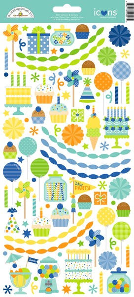 *NEW-PRE ORDER* Doodlebug Icon Stickers: 9207 Balloons & Banners
