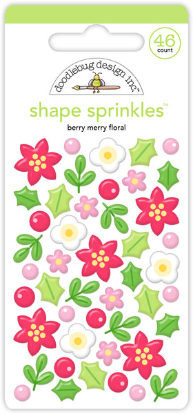 Doodlebug Shape Sprinkles: 9261 Berry Merry Floral