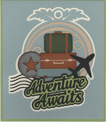 **NEW* Adventure Awaits (Suitcases/Airplane) Die Cut Title