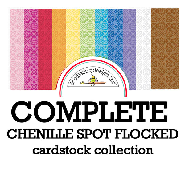 *Doodlebug Chenille Spot Flocked Cardstock: Complete Collection Sample Pack