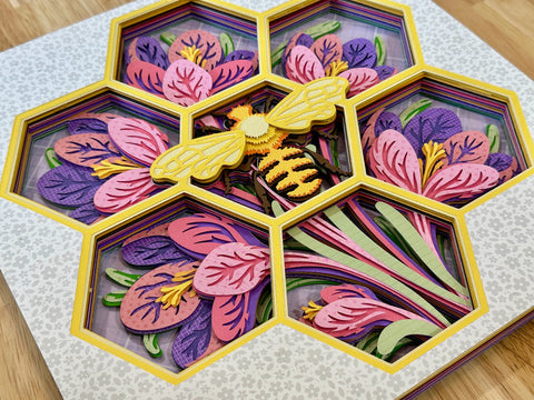 *NEW* Layered Paper Art Kit: "Queen of the Hive" Bee and Flowers