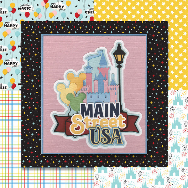 **Kit Club Exclusive* Disney Die Cut Title: Main Street USA AND Coordinating Pattern Paper