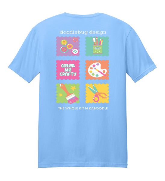 Color Me Crafty CropTacular Tshirt: Round Neck Front and Back Logo LIGHT BLUE