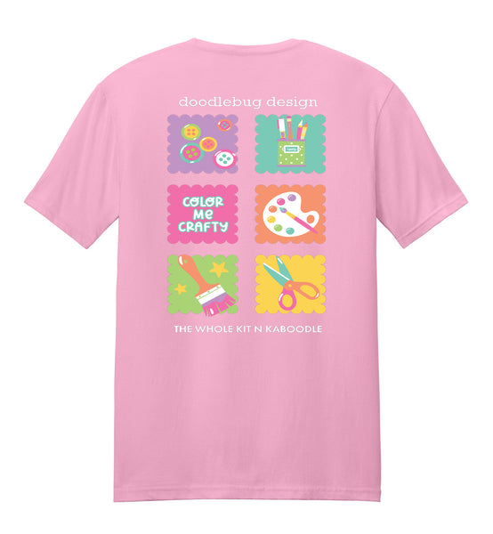 Color Me Crafty CropTacular Tshirt: Round Neck Front and Back Logo PINK