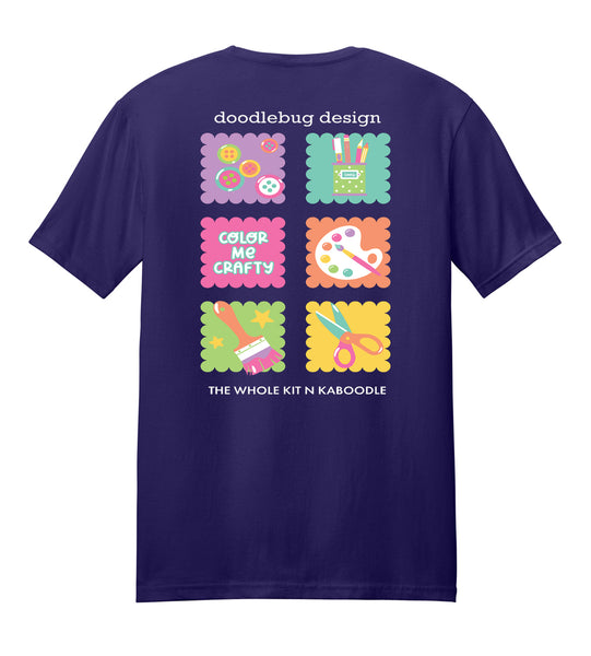 Color Me Crafty CropTacular Tshirt: Round Neck Front and Back Logo DARK PURPLE