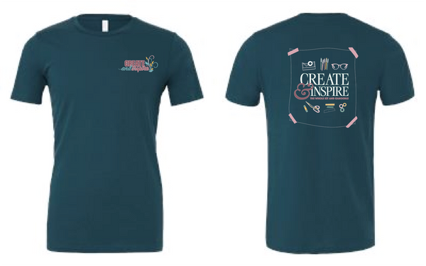 Virtual CropTacular Tshirt TEAL: Round Neck Front and Back Logo