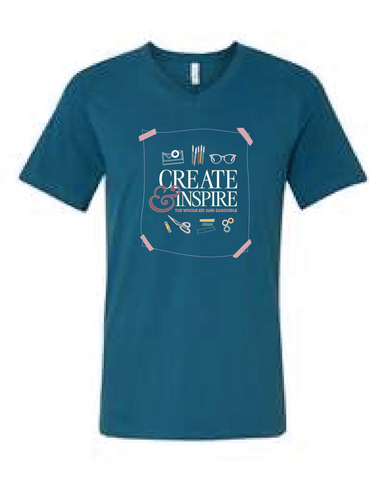 Virtual CropTacular Tshirt TEAL: V-Neck Front Only