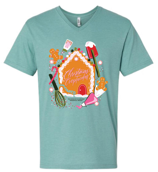 **NEW* Christmas Gingerbread CropTacular Tshirt: V-Neck