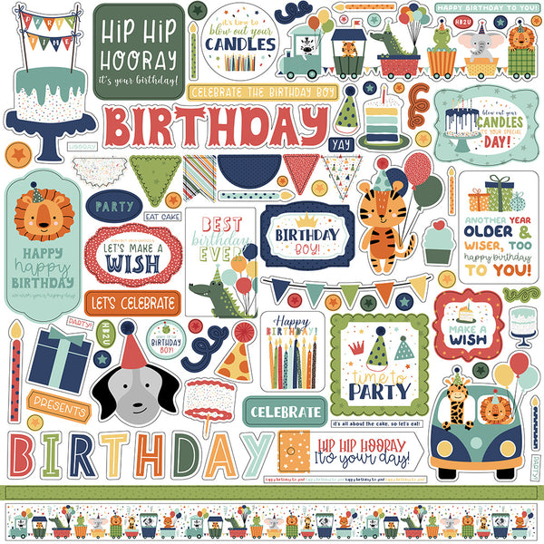 Echo Park 12x12 Sticker: A Birthday Wish Boy