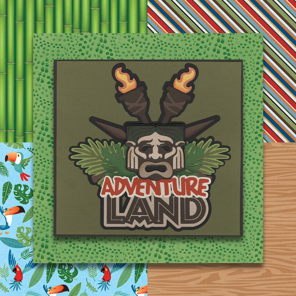 Kit Club Exclusive* Disney Die Cut Title: Adventureland AND Coordinating Pattern Paper